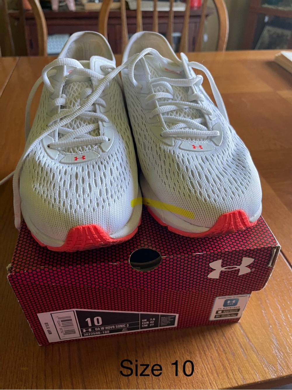 Under Armour Women's White Running Shoes with Coral Accents